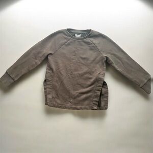Lou & Grey Brown French Terry Split Hem Crewneck Sweatshirt Pullover XS